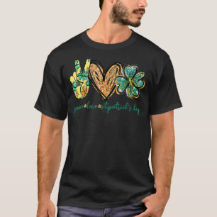 T-shirt Peace Love St Patrick Day Parties scintillant Hear