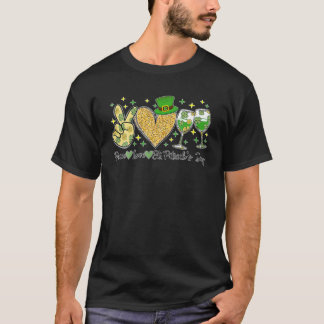 T-shirt Peace Love St Patrick's Day Cheer Boire Parties sc