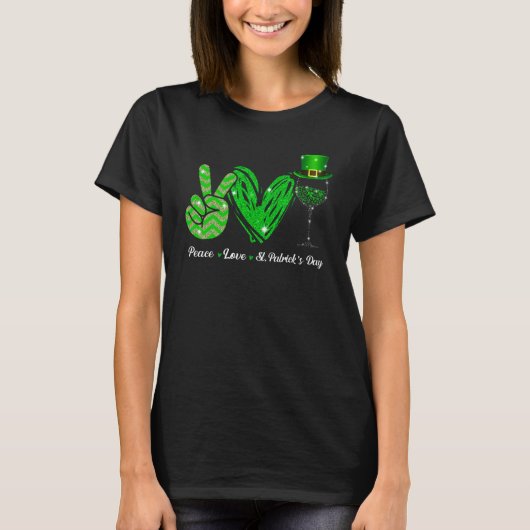 T-shirt Peace Love St Patrick's Day Cheer Drinking Shamroc (Devant)