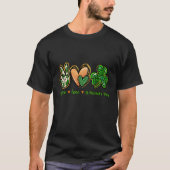 T-shirt Peace Love St Patrick's Day Leopard Lucky Shamrock (Devant)