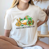 T-shirt Peace Love St. Patricks Day Shirt, feuille Shamroc