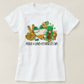 T-shirt Peace Love St. Patricks Day Shirt, feuille Shamroc (Design devant)