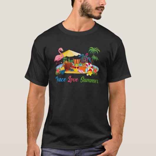 T-shirt Peace Love Summer Beach Turtle Vacances tropicales (Devant)