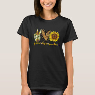 T-shirt Peace Love Sunshine Heart Sunflower Gold Parties s