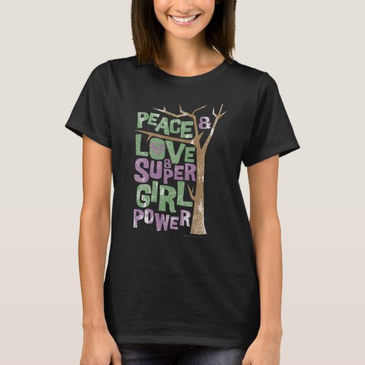 T-shirt Peace Love & Supergirl Power (Devant)