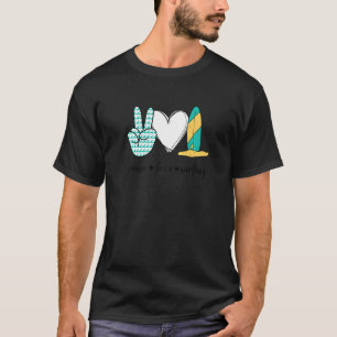 T-shirt Peace Love Surfing Peace Hand Sign Surfing