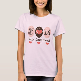 T-shirt Peace Love Sweet sixteen Organic Tee