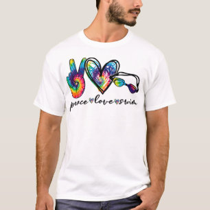 T-shirt Peace Love Swim Tie Dye Swimmer nage Cadeaux Somme