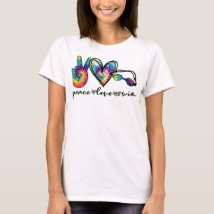 T-shirt Peace Love Swim Tie Dye Swimmer nage Cadeaux Somme