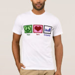 T-shirt Peace Love Swimming<br><div class="desc">Un grand cadeau pour un maître nageur ou un membre de l'équipe de natation.</div>
