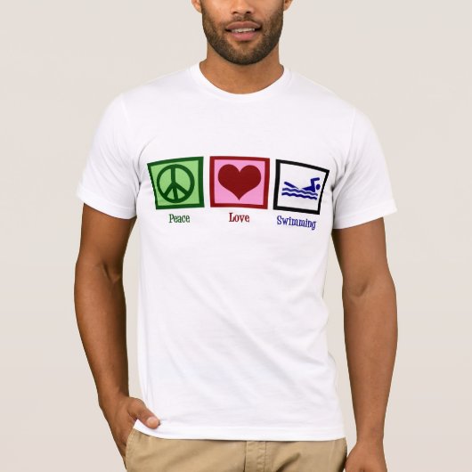 T-shirt Peace Love Swimming (Devant)