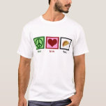 T-shirt Peace Love Tacos<br><div class="desc">De toute la nourriture mexicaine, les tacos sont mes préférés.</div>