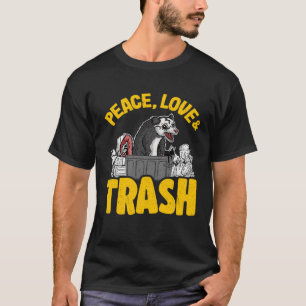 T-shirt Peace Love & Trash Opossum Meme Trash Can Possum