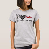 T-shirt Peace Love True Crime (Devant)