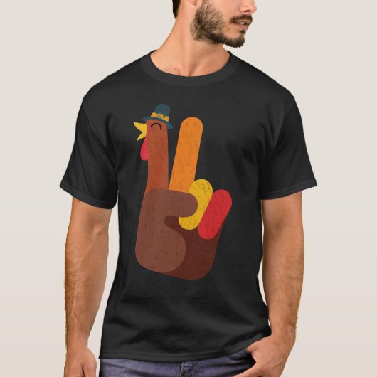 T-shirt Peace Love Turquie Main Sign Funny Thanksgiving (Devant)