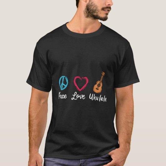 T-shirt Peace Love Ukulele (Devant)