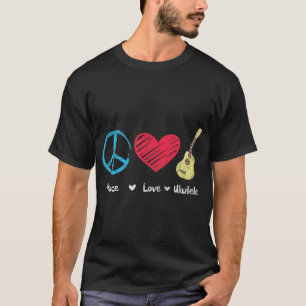 T-shirt Peace Love Ukulele Musique hawaïenne Ukelele Uke