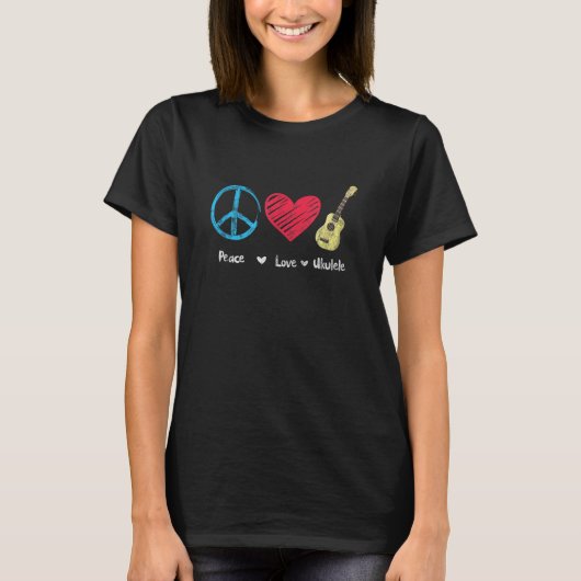 T-shirt Peace Love Ukulele Musique hawaïenne Ukelele Uke P (Devant)
