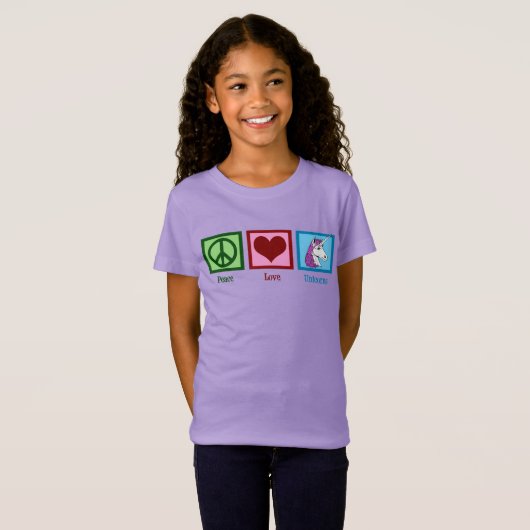 T-Shirt Peace Love Unicorns Enfants (Devant entier)