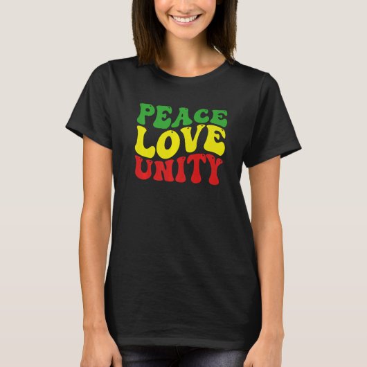 T-shirt Peace Love Unity Reggae Roots Jamaica Rasta Reggae (Devant)
