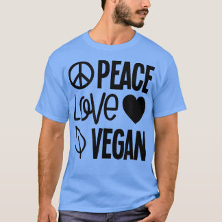 T-shirt Peace Love Vegan WFPB végétarien Herbivore PlantBa