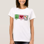 T-shirt Peace Love végétarienne Femmes<br><div class="desc">Un t-shirt végétarien mignon pour une femme avec un signe de paix,  le coeur et les légumes.</div>