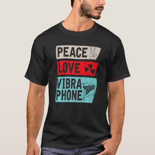 T-shirt Peace Love Vibraphone Musical Instrument Player (Devant)