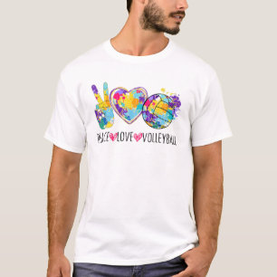 T-shirt Peace Love Volleyball Drôle Graphisme Pour Joueur