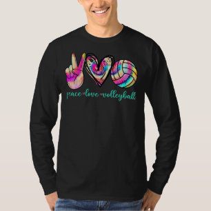 T-shirt Peace Love Volleyball Joueur Tie Dye Style Volleyb