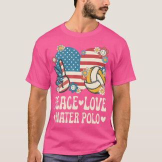 T-shirt Peace Love Water Polo American Flag Eau patriotiqu