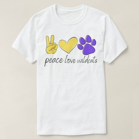 T-shirt Peace Love Wildcats School Team Spirit (Design devant)