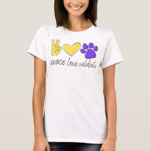 T-shirt Peace Love Wildcats School Team Spirit
