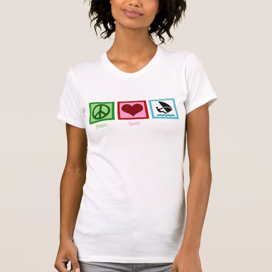 T-shirt Peace Love Windsurfing (Devant)