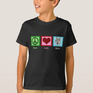 T-shirt Peace Love Wolves Cute Wolf Kids