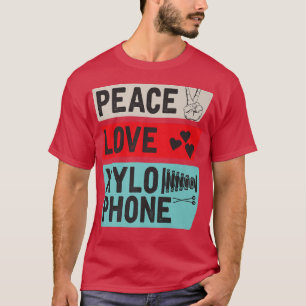 T-shirt Peace Love Xylophone Piano Music Players Marching