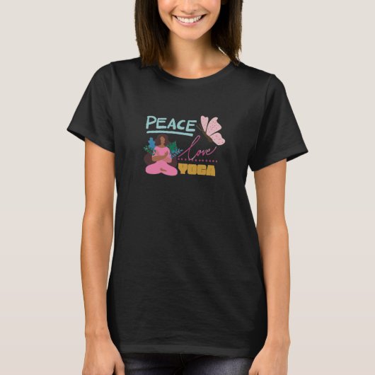 T-shirt Peace, Love, Yoga  (Devant)
