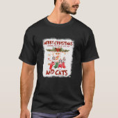 T-shirt Peace Loy Joy Et Chats En Chat De Noël Sock (Devant)