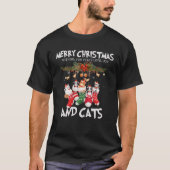 T-shirt Peace Loy Joy Et Chats En Sock Noël Funny Ca (Devant)