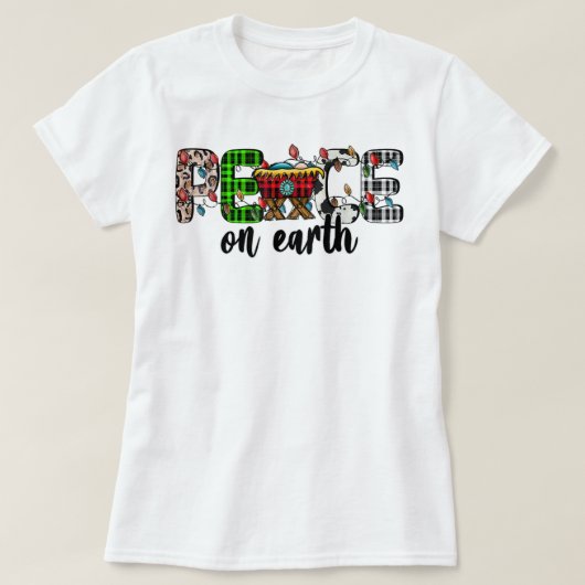 T-shirt Peace On Earth Nativity Baby Jesus Happy Holiday C (Design devant)