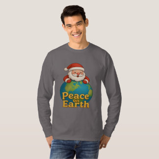 T-shirt Peace on Earth Santa Christmas Holiday Gift Tee