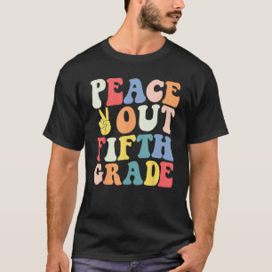 T-shirt Peace Out 5e année Retro Pastel Joyeux Dernier jou