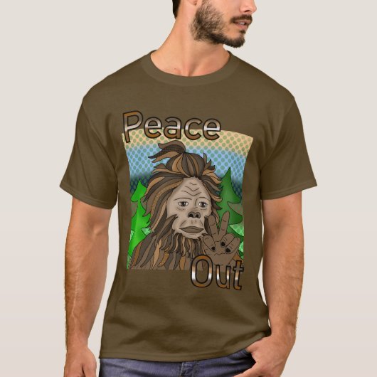 T-shirt Peace Out Bigfoot Sasquatch (Devant)