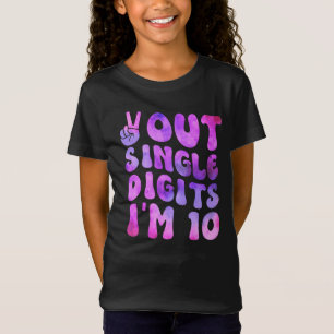 T-Shirt Peace Out Chiffres simples Retro Super 10e anniver