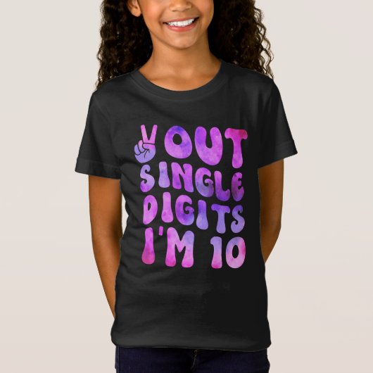 T-Shirt Peace Out Chiffres simples Retro Super 10e anniver (Devant)