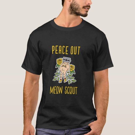 T-shirt Peace Out Meow Scout Homme & Femme Graphic Chat Te (Devant)