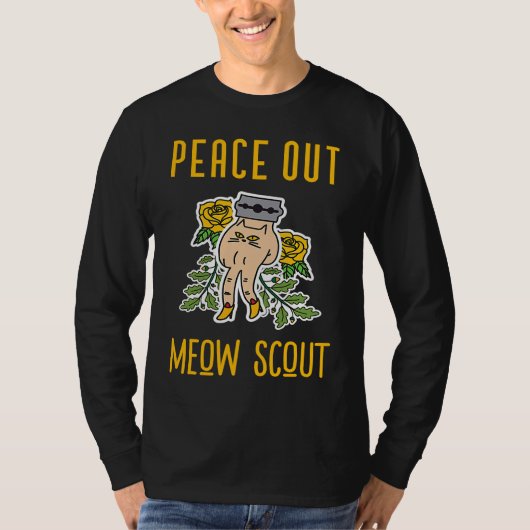 T-shirt Peace Out Meow Scout Men & Women's  Graphic Cat (Devant)