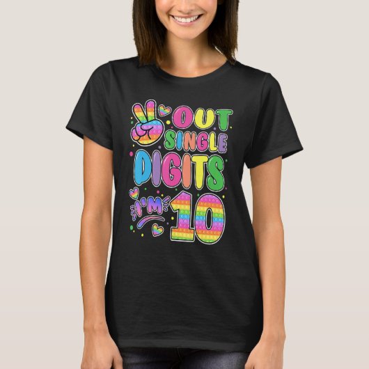 T-shirt Peace Out Single Digits Im 10  Pop It 10th Bday Fi (Devant)