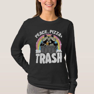T-shirt Peace, Pizza & Trash Can Rainbow Raccoon