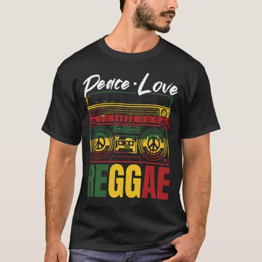 T-shirt Peace Reggae Music Rasta Jamaïque (Devant)
