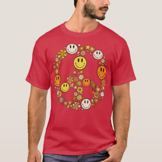 T-shirt Peace Sign Love 60s 70 Hippie Super Vibes Hallowe